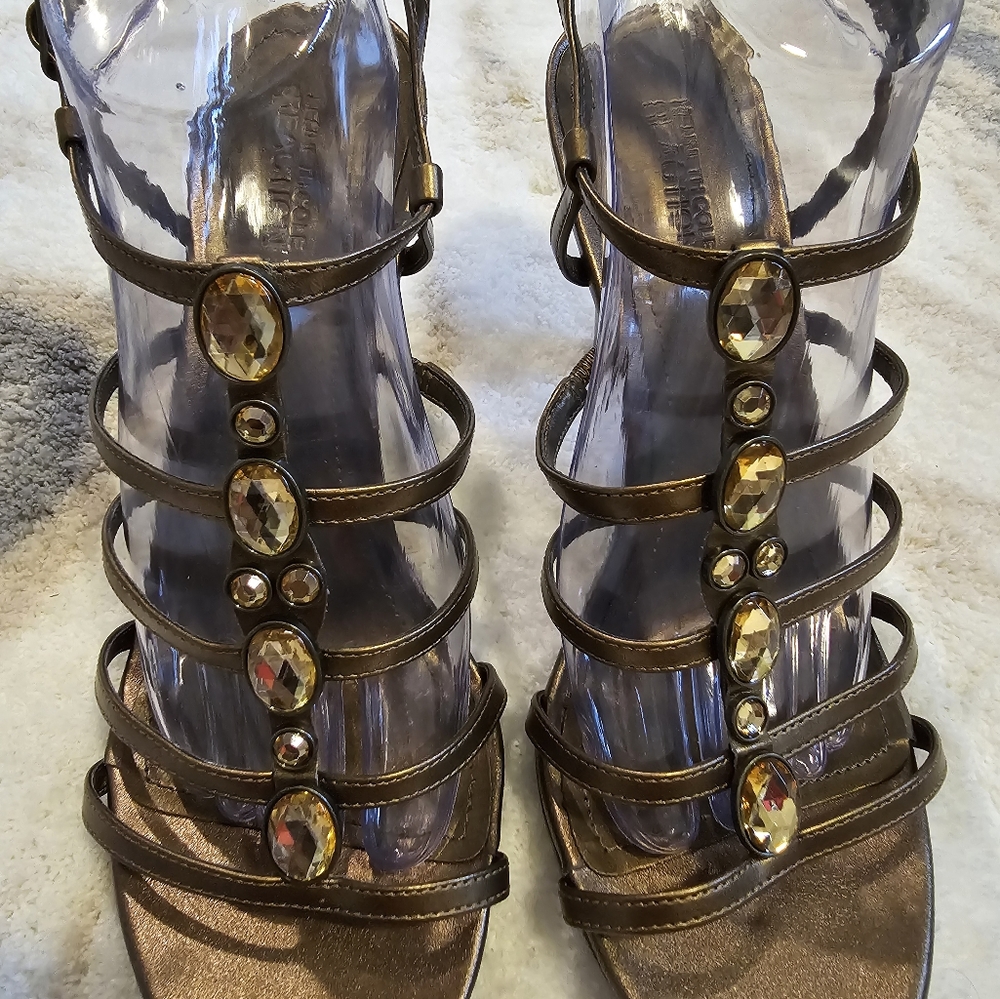 WOMEN'S KENNETH COLE REACTION BRONZE STRAPY HEELS  sz. 9.5